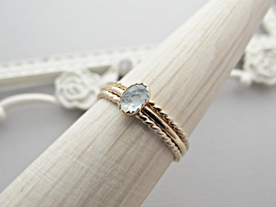 Mariage - Gold Engagement Ring, Aquamarine Ring, Birthstone Ring, 14kt Gold Ring, 14k Gold Ring, Gemstone Ring