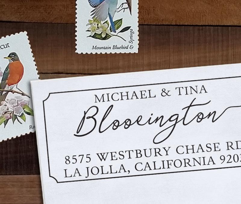 Hochzeit - Custom Address Stamp, Return Address Stamp, Wedding address stamp, Calligraphy Address Stamp, Self inking or Eco Mount stamp- Westbury