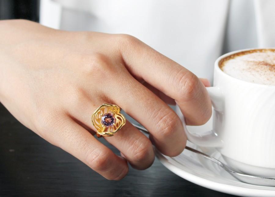زفاف - laurel ring, 3D designer, CAD jewelry, organic shapes, 3d jewelry, Art Nouveau Ring, 3d printed, vulcan jewelry