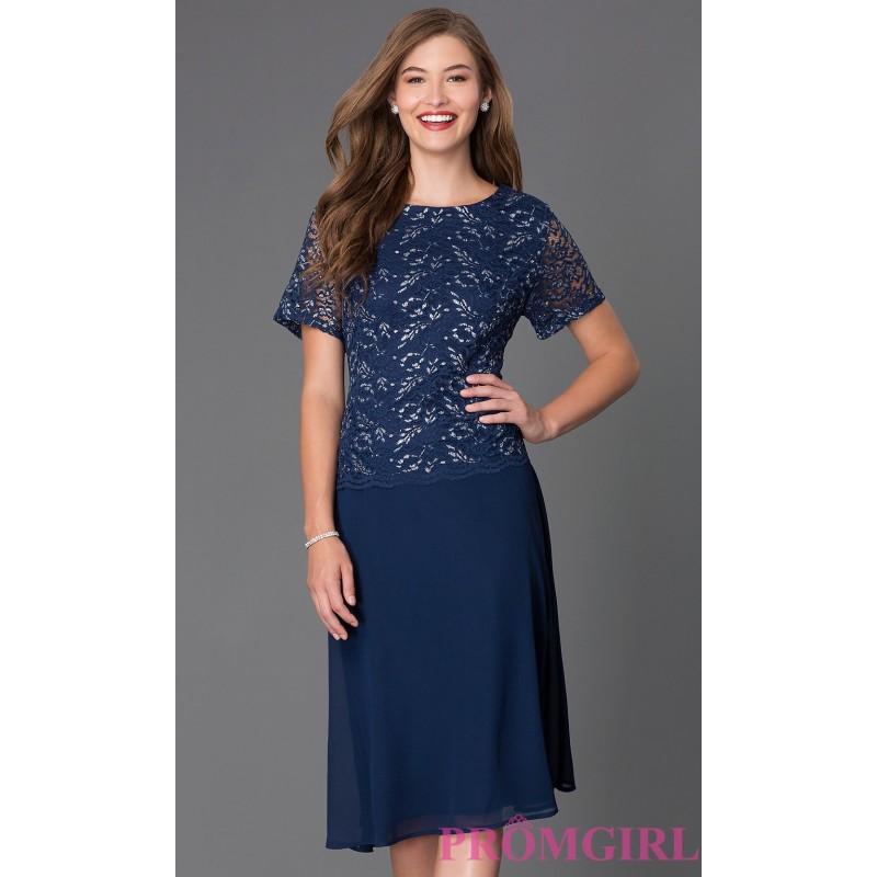 Hochzeit - Knee Length Short Sleeve Dress 8799 by Sally Fashion - Brand Prom Dresses