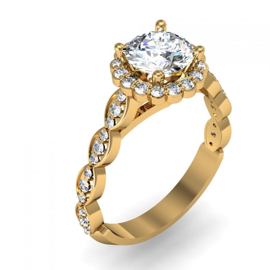 Свадьба - 14K Yellow Gold Diamond Engagement Ring 0.90 ct. tw.