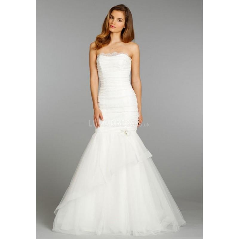 زفاف - Elegant Mermaid Strapless Tulle Natural Waist Floor Length Wedding Dress - Compelling Wedding Dresses
