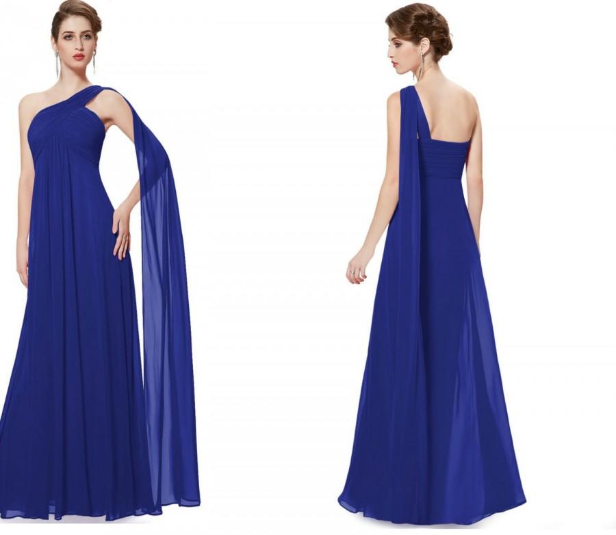 Hochzeit - A-line One Shoulder Long Evening Dresses, Chiffon Bridesmaid  Dress, Formal Wedding one shoulder bridesmaid dress