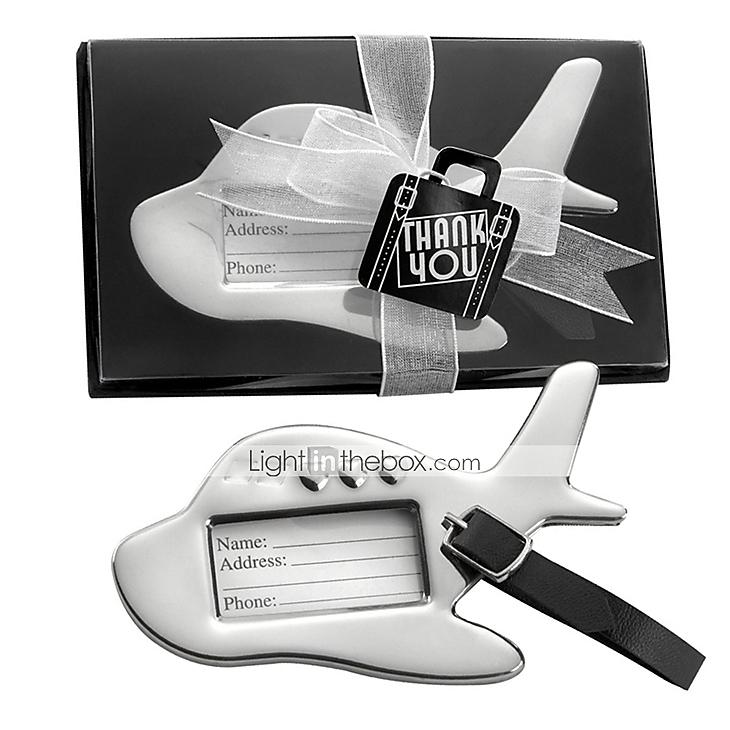 Mariage - Beter Gifts®Chrome "Bon Voyage" Silver-Finish Airplane Luggage Tag, Travel Tag Place Card Holder Wedding Favors