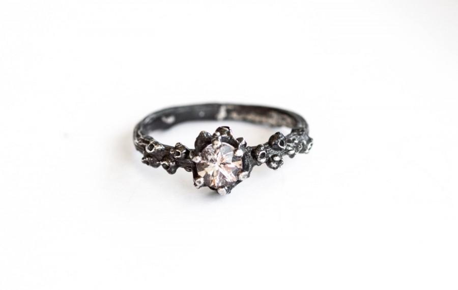 زفاف - Morganite barnacle sea garden ring, sterling silver engagement ring, unique nature engagement ring