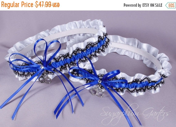 Mariage - Thin Blue Line Police Officer Lace Wedding Garter Set