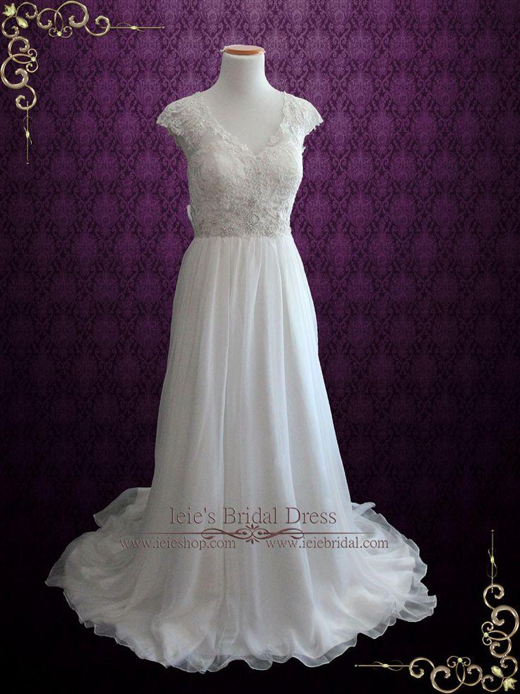 Свадьба - Destination Beach Chiffon Wedding Dress With Lace 