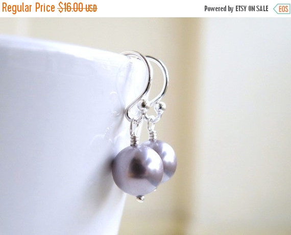 Mariage - Mega SALE Earrings and Necklace Set Swarovski Mauve Pearl Sterling Silver
