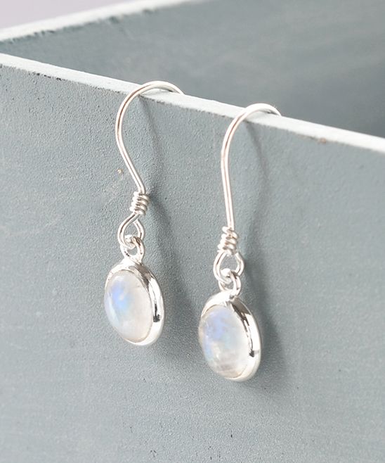 Wedding - Sterling Silver Moonstone Oval Earrings