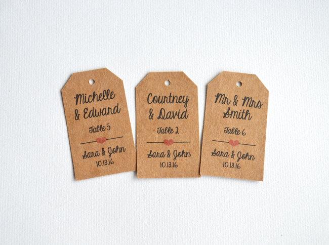 Mariage - Escort Card Tags - Placecards - Personalized Guest Tags - Wedding Seating Cards - Escort Tags