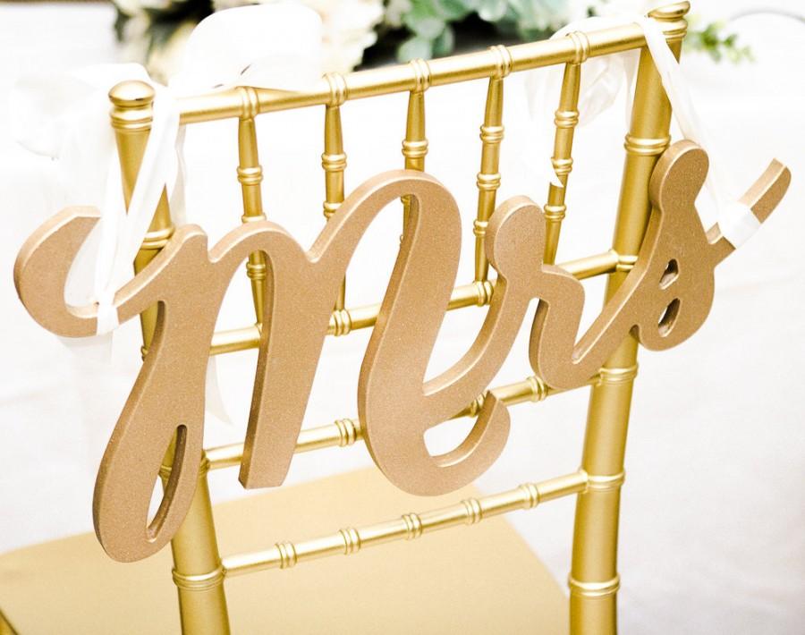 Hochzeit - Wedding Chair Signs - Mr & Mrs Signs for Wedding Chairs for Bride and Groom - Hanging Signs Decor - 3 Piece Set (Item - MCK200)