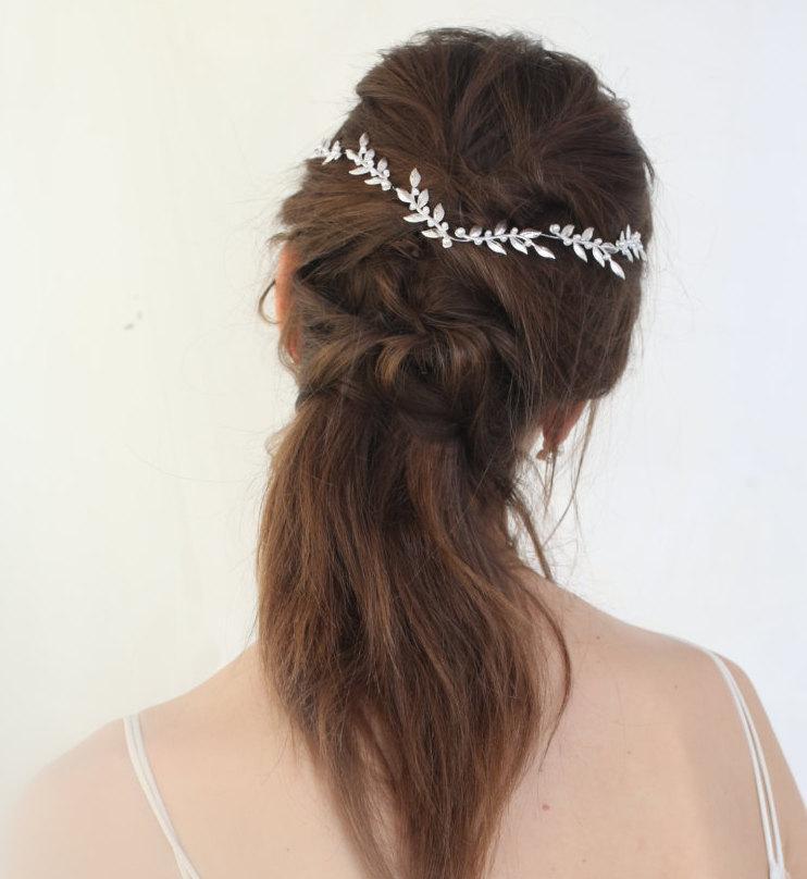 زفاف - Silver leaf headpieces , Bridal headpieces , Wedding tiaras , Wedding headpieces , Hair accessories