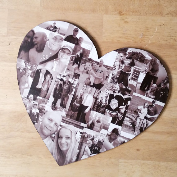 Mariage - Custom Photo Collage, Heart Photo Collage, Wood Letters, Personal Collage, Photo Collage, Personal Photo Collage, Customized Photo Letters