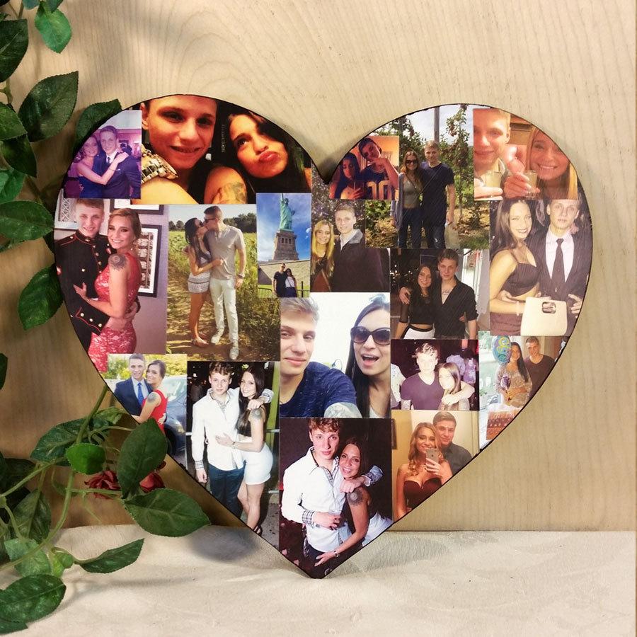 Hochzeit - Custom Photo Collage, Heart Shape Photo Collage, Wood Letters, Personal Collage, Photo Collage, Personal Photo Collage, Custom Photo Letters