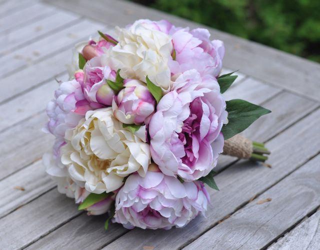 Mariage - Wedding Flowers, Wedding Bouquet, Keepsake Bouquet, Bridal Bouquet, Lavender & Ivory Peonies silk flower bouquet.