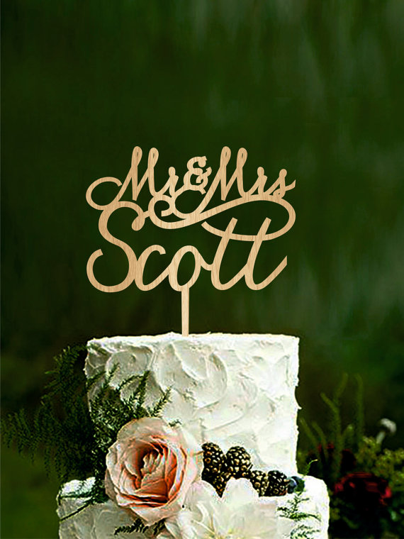 Mariage - Wedding cake topper mr and mrs Last name cake topper Personalised mr and mrs cake topper Name toppers for cakes elegant cake toppers Gold