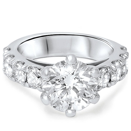 Свадьба - Diamond Engagement Ring 3.50CT Engagement Ring Round Solitaire Brilliant Cut 6 Prong 14K White Gold Clarity Enhanced