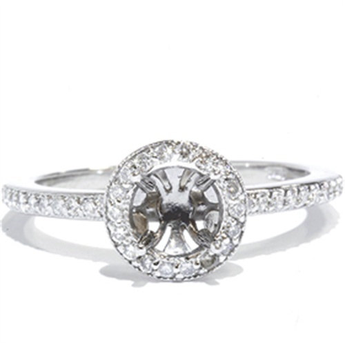 زفاف - Diamond .30CT Engagement Halo Ring 14K White Gold Setting