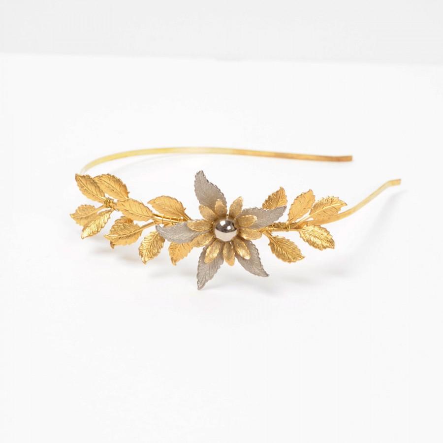 Wedding - Gold Leaf Headband, Bridal Flower Headband, Wedding Headpiece, Gold Wedding Headband, Gold Leaf Crown, Gold Headband, Gold Headpiece