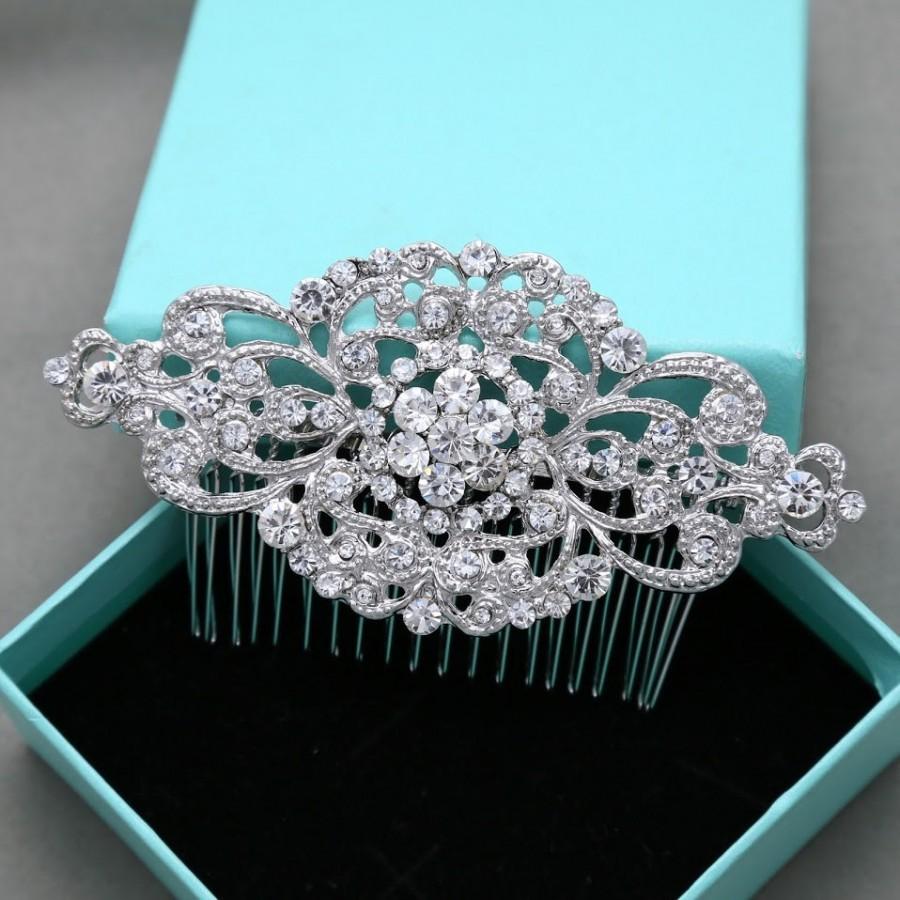 Hochzeit - Wedding Headpiece, Gold Hair Comb, Silver Hair Comb, Rhinestone Crystal Wedding Hair Comb, Aligator Clip,Barrette Clip, Bridal Hair Comb