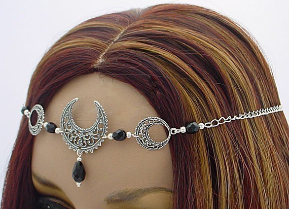 Mariage - Artemis Custom color Triple Moon Lunar Goddess Circlet diadem wedding tiara Crown