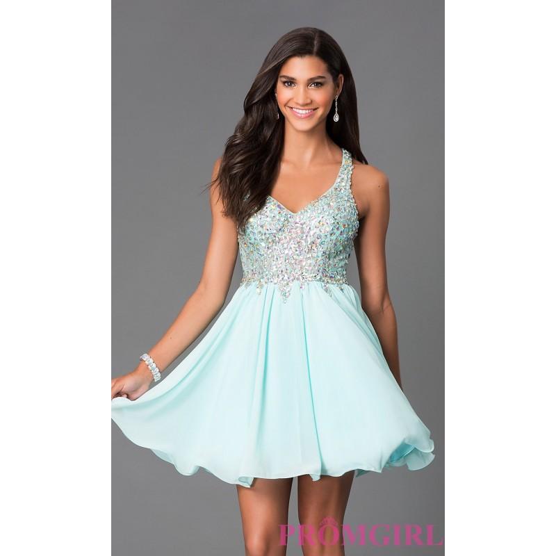 Mariage - Short A-Line Racer Back Beaded Prom Dress - Brand Prom Dresses