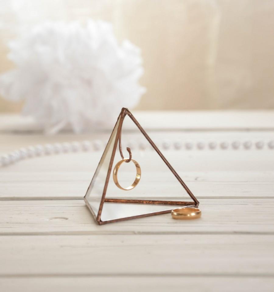 زفاف - Ring holder pyramid  - stained glass holder- display box- wedding ring box