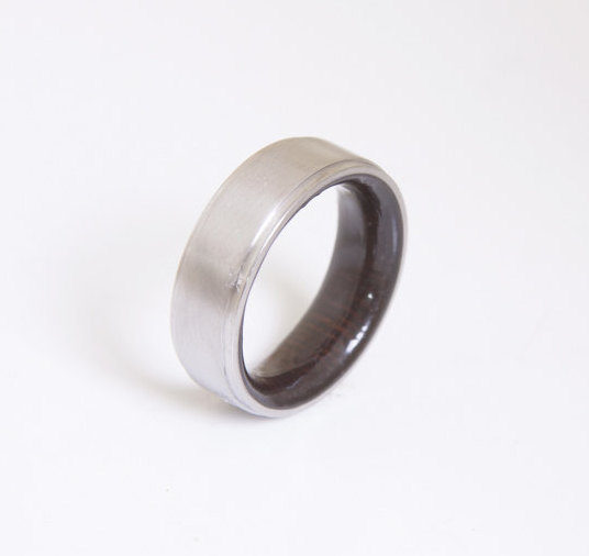 Mariage - Mens Wood Wedding Band Titanium Wood Ring, Ring Armor Waterproofing Included, Alternative Wedding Band