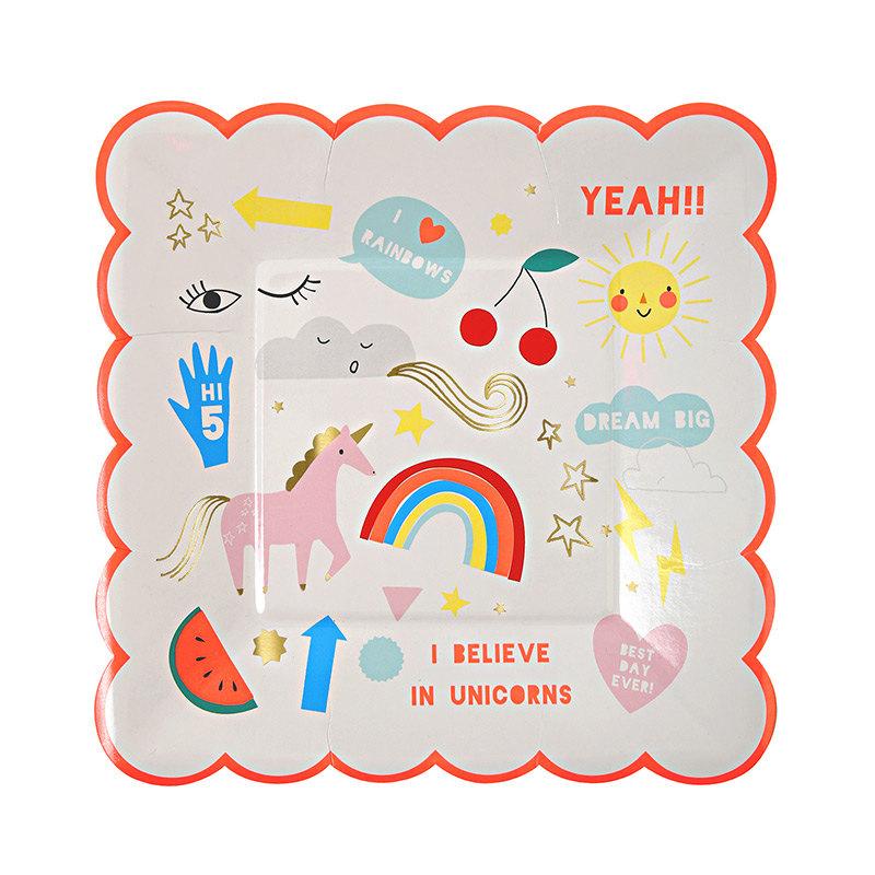 Mariage - Unicorn, Paper Plates, Rainbow, Baby Shower, Birthday Party, Birthday ,Pink , Shower,