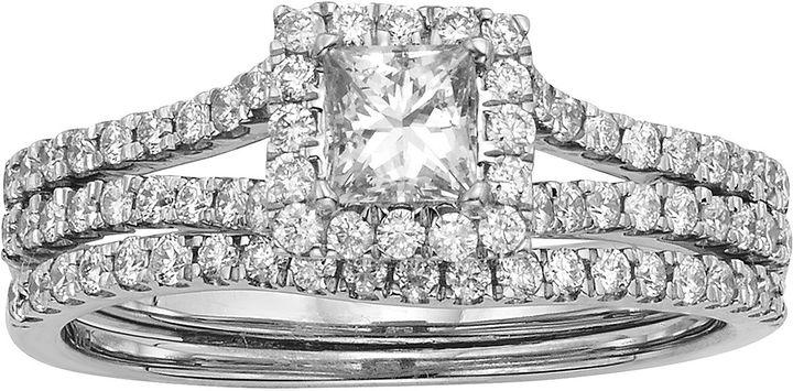 Mariage - MODERN BRIDE 1 CT. T.W. Certified Diamond 14K White Gold Bridal Ring Set