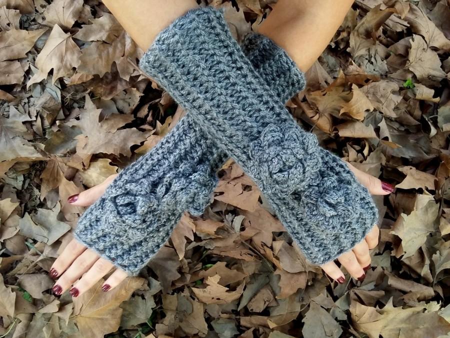Hochzeit - Grey Glove, Knit Glove, Grey Crochet Gloves, Handmade Gloves, Fingerless Gloves , Grey Knitted Glove, Women Glove, Grey Gloves, Winter Glove