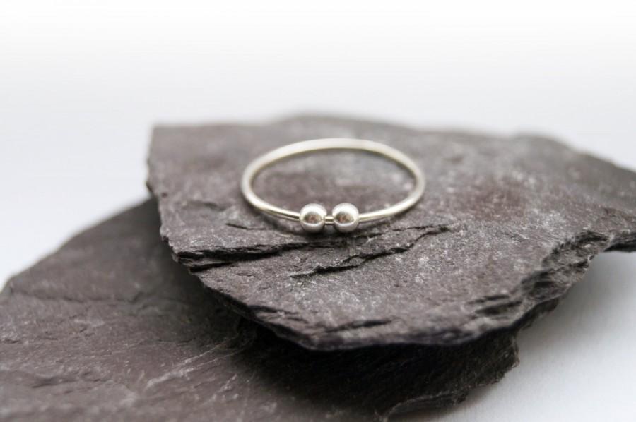 Wedding - Smooth Beads Sterling Silver Fidget Ring ~ stacking ring, stackable, silver band, thin band, worry ring, fidget ring, spinner ring
