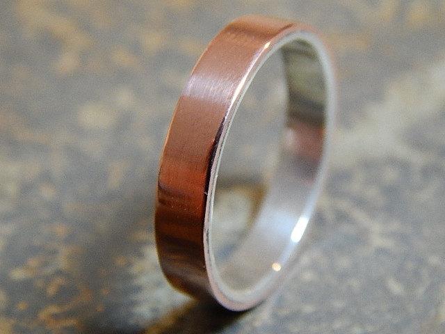 Mariage - FUSED Silver & Copper 4 to 8 mm // Men's Wedding Ring // Women's Wedding Ring // Men's Wedding Band // Women's Wedding Band // Unique Band