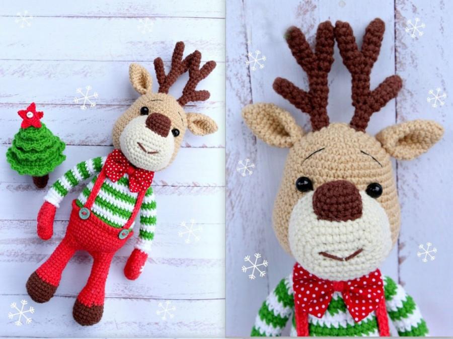 Wedding - Amigurumi Rudolf Christmas deer Deer Plush  Deer Stuffed Animal Rudolf Crochet deer amigurumi cute deer toy gifts for kids  amigurumi dolls