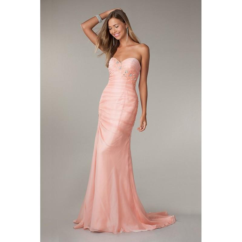 Mariage - 2017 Concise Sweetheart Sheath/Column Beading Floor Length Shirred&Ruffled Chiffon online In Canada Prom Dress Prices - dressosity.com