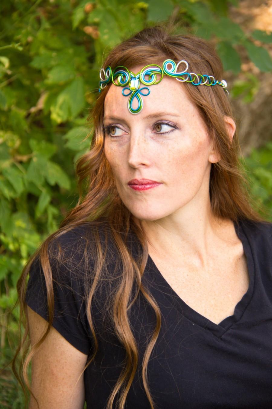Hochzeit - Elven Circlet - TREASURED - Celtic Hand Wire Wrapped - Choose Your Own COLORS - Crown Tiara Elvish Headband