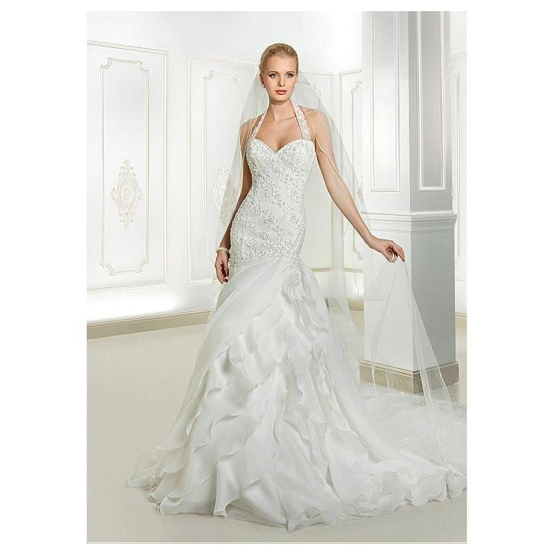 Wedding - Glamorous Organza Satin Halter Neckline Natural Waistline Mermaid Wedding Dress With Embroidery & Beadings - overpinks.com