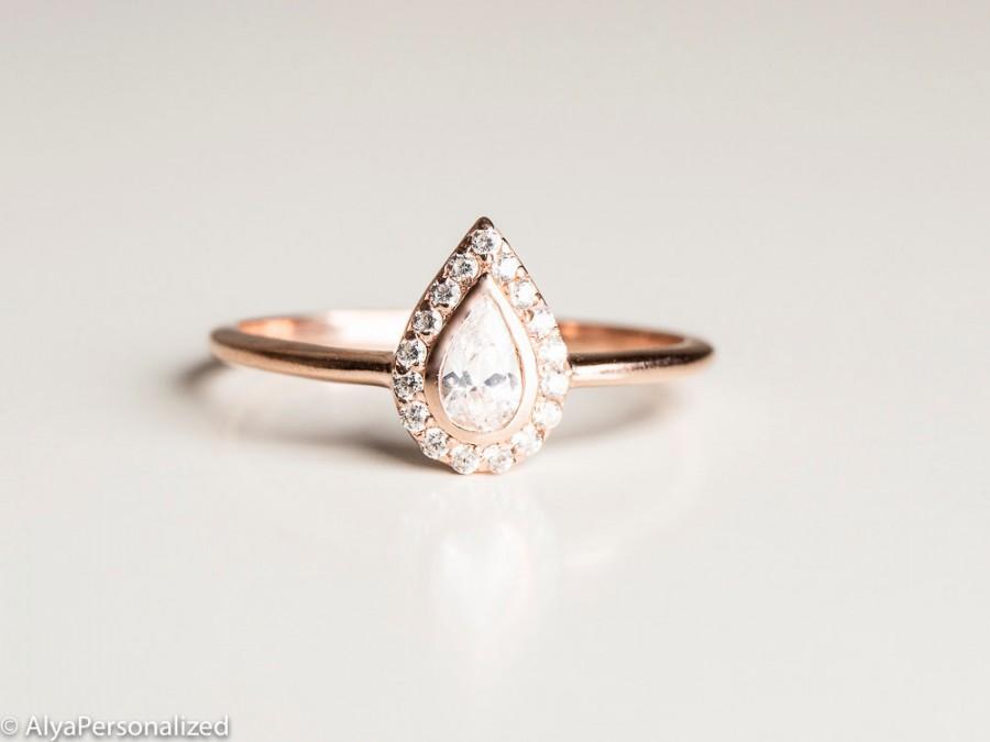 زفاف - Pear Cut Engagement Ring - Unique Engagement Ring - Halo Engagement Ring - Pear Diamond Engagement Ring - Rose Gold Engagement Ring