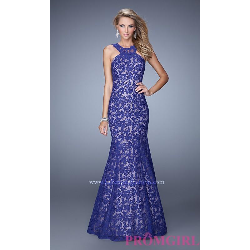 زفاف - Long Lace High Neck Gown by La Femme - Brand Prom Dresses
