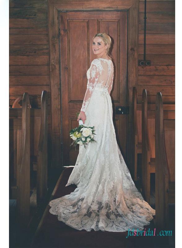 Mariage - Romance sheer back illusion lace a line wedding dress