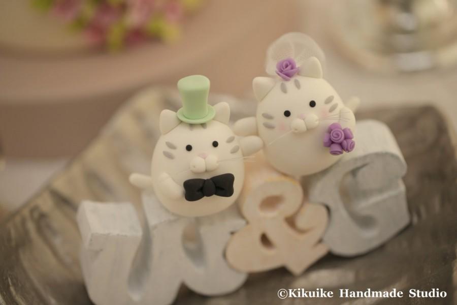 Mariage - cat and kitty Wedding Cake Topper---k845