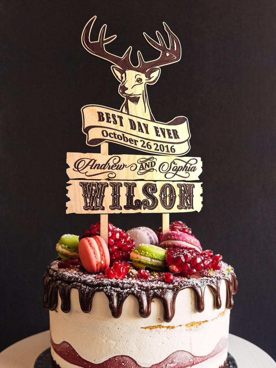 زفاف - Wedding Cake Topper  with Custom engraved Names and Surname OLN12. Rustic Wedding Cake Topper. Wood cake topper. Engraved cake topper.