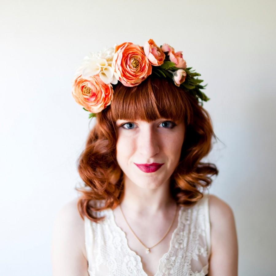 Wedding - My Darling, Dahlia Flower Crown - Handmade Wreath