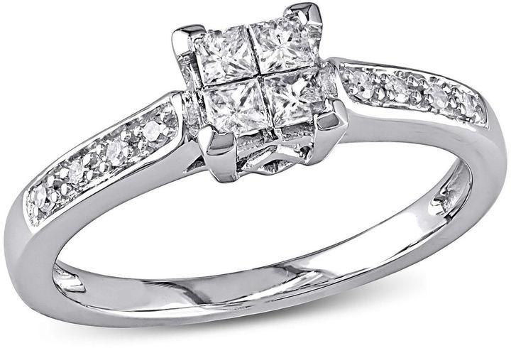 Hochzeit - MODERN BRIDE 1/4 CT. T.W. Princess White Diamond 10K Gold Engagement Ring