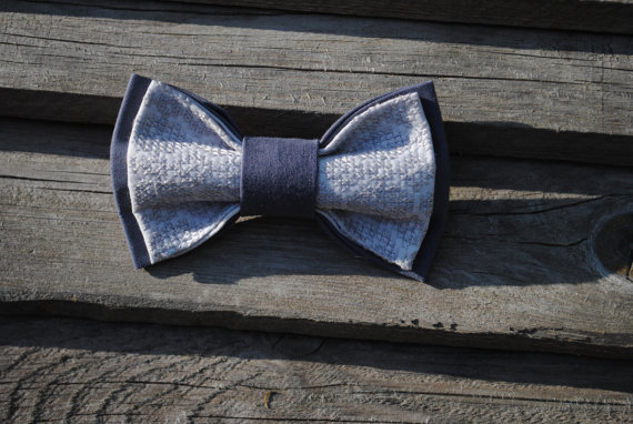 Hochzeit - grey bow tie embroidered taupe bowtie groomsman gray tie men's tie man necktie groom gift for brother gift birthday wedding best man vyriski
