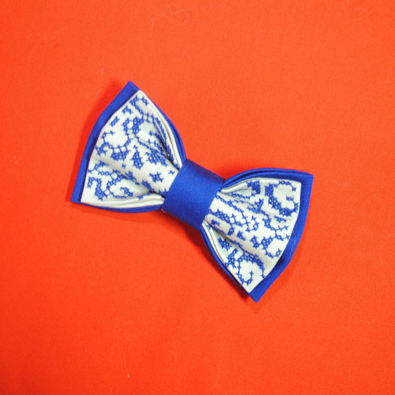 Mariage - cobalt blue bow tie wedding bowtie embroidered bow ties by Accessories482 groom necktie electric blue mens gift groomsmen ties giftssnavvye