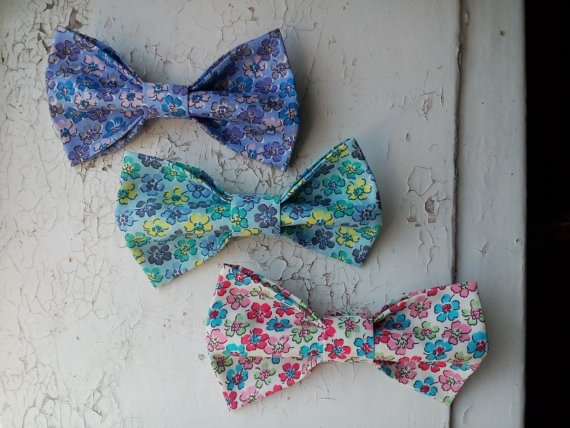 Свадьба - wedding bow ties set of 3 floral bowties groomsmen neckties groom ringbearer outfit tux lilac bow tie lavender floral bowtie pink bowtie sty