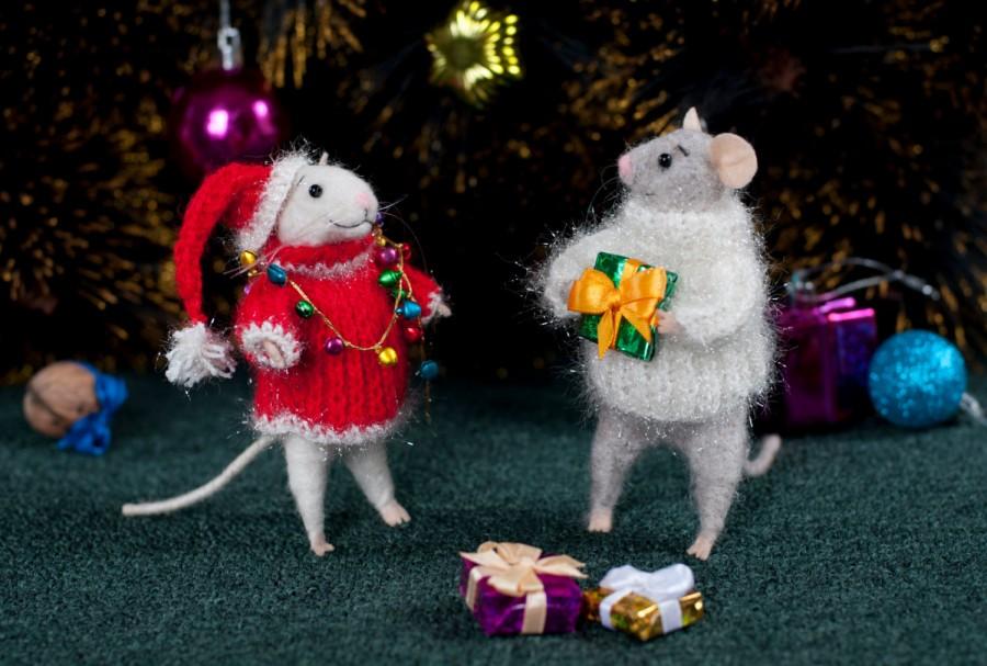 Mariage - Cristmas mouse Needle felted Mouse felt mice cristmas gift wool felt needle felt animal felt miniature felted gift felt art wool doll
