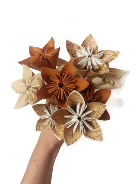 زفاف - Bouquet "Scripture Thankful" / Religious / Spiritual OOAK Origami Paper Flowers