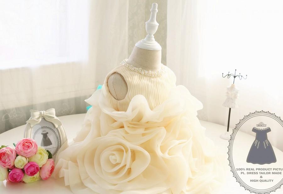 Hochzeit - Creamy Cake Flower Girl Dress, Baby Girl Dress,PD052